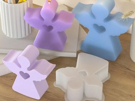 Molde silicona angelito con corazon calado grande